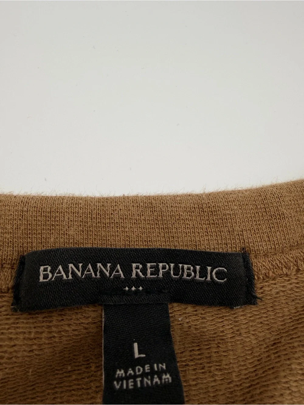 Banana Republic Factory Heavyweight Long Sleeve Horse Hair Tan T Shirt Crewneck